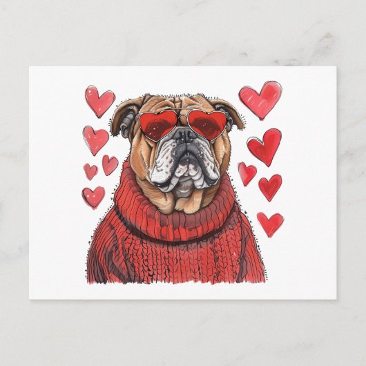 Valentijnsdag Engelse Bulldog Briefkaart (Voorkant)