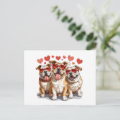 Valentijnsdag Engelse Bulldog Briefkaart (Staand voorkant)