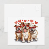 Valentijnsdag Engelse Bulldog Briefkaart (Voorkant / Achterkant)
