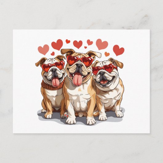 Valentijnsdag Engelse Bulldog Briefkaart (Voorkant)