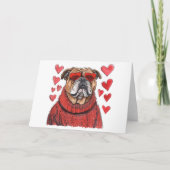 Valentijnsdag Engelse Bulldog Feestdagen Kaart (Voorkant)
