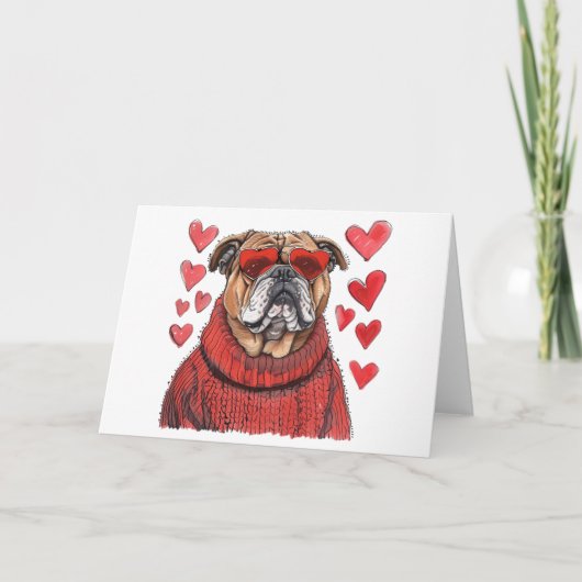 Valentijnsdag Engelse Bulldog Feestdagen Kaart (Voorkant)