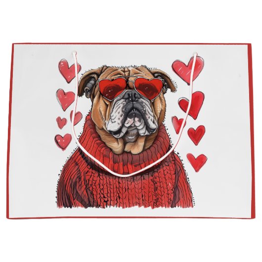 Valentijnsdag Engelse Bulldog Groot Cadeauzakje (Voorkant)