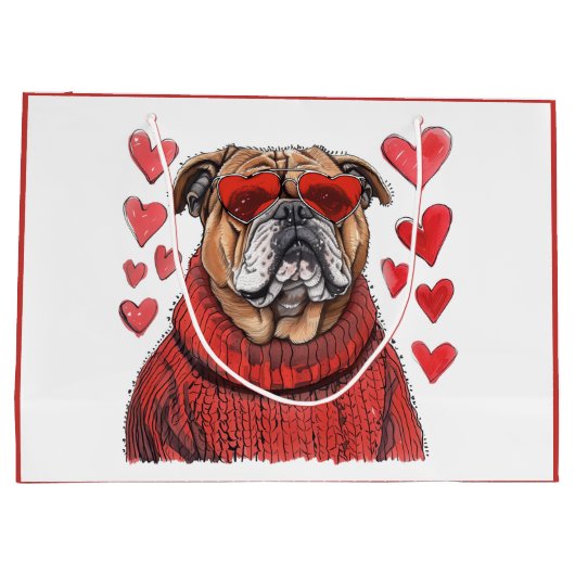 Valentijnsdag Engelse Bulldog Groot Cadeauzakje (Achterkant)