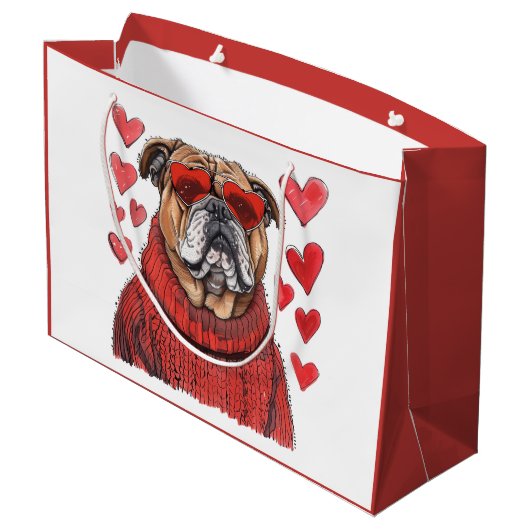 Valentijnsdag Engelse Bulldog Groot Cadeauzakje (Achterkant Gekanteld)