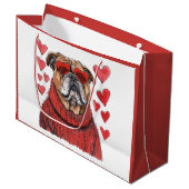 Valentijnsdag Engelse Bulldog Groot Cadeauzakje (Voorkant Gekanteld)