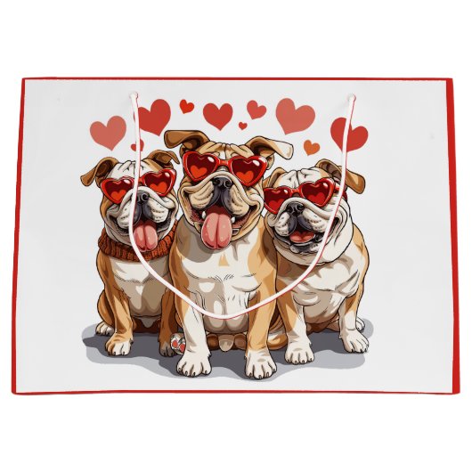 Valentijnsdag Engelse Bulldog Groot Cadeauzakje (Voorkant)
