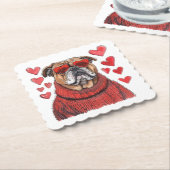 Valentijnsdag Engelse Bulldog Kartonnen Onderzetters (Gebogen)