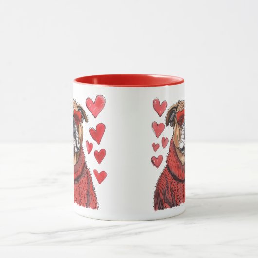 Valentijnsdag Engelse Bulldog Mok (Midden)
