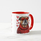 Valentijnsdag Engelse Bulldog Mok (Voorkant rechts)