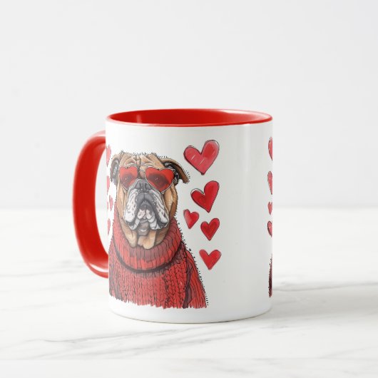 Valentijnsdag Engelse Bulldog Mok (Voorkant links)
