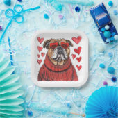 Valentijnsdag Engelse Bulldog Papieren Bordje (Feest)