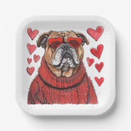 Valentijnsdag Engelse Bulldog Papieren Bordje