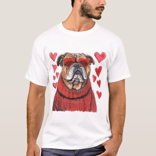 Valentijnsdag Engelse Bulldog T-shirt (Voorkant)