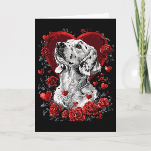 Valentijnsdag Engelse Setter-hond Kaart (Voorkant)