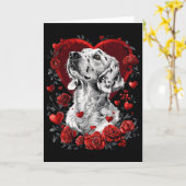 Valentijnsdag Engelse Setter-hond Kaart (Gele Bloem)
