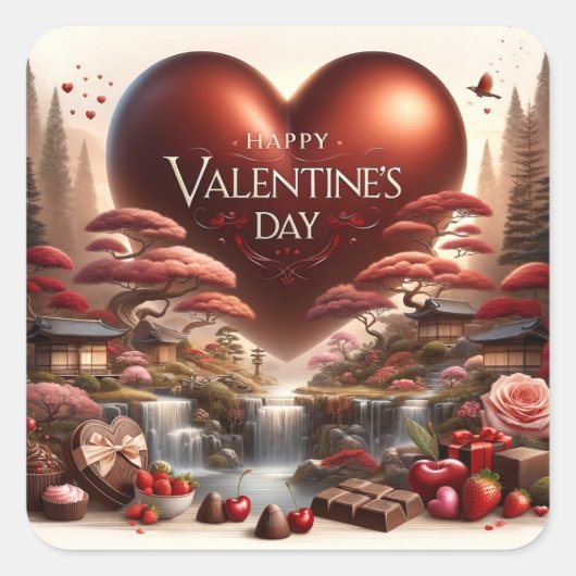 Valentijnsdag envelop afdichting vierkante sticker (Voorkant)