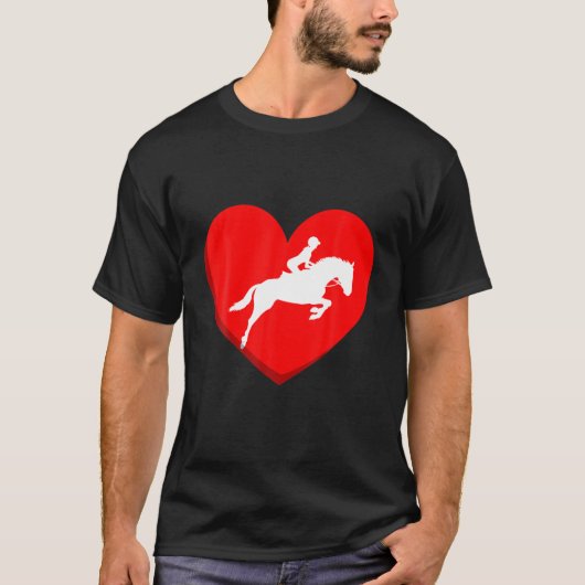 Valentijnsdag Equestrian Lovers Love Hearts Match T-shirt (Voorkant)