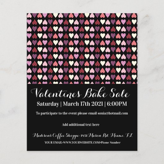 Valentijnsdag Evenement Feest Bakverkoop Goed doel Flyer (Voorkant)