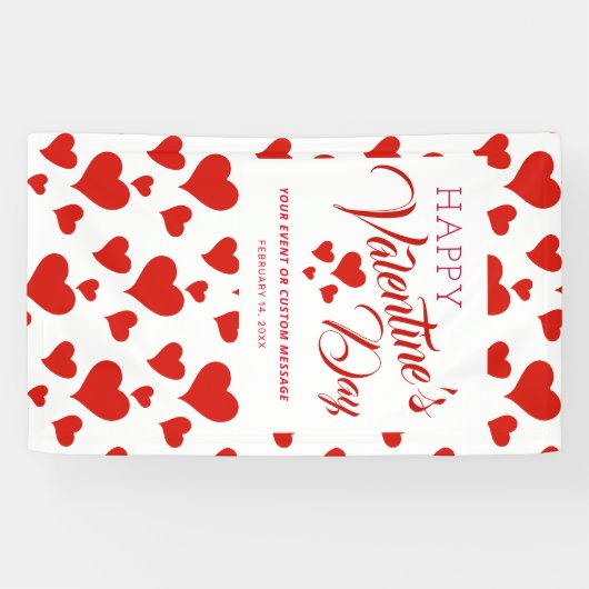 Valentijnsdag EVENT HAPPY RED HEARTS BANNER (Horizontaal)