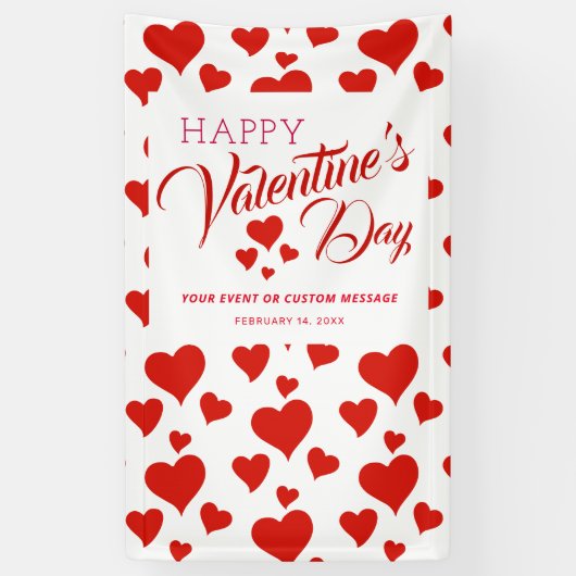 Valentijnsdag EVENT HAPPY RED HEARTS BANNER (Verticaal)