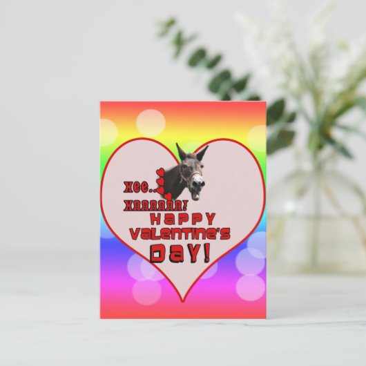 VALENTIJNSDAG EZEL HEE HAW! FEESTDAGENKAART (Staand voorkant)