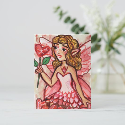 Valentijnsdag Fairy Briefkaart (Staand voorkant)