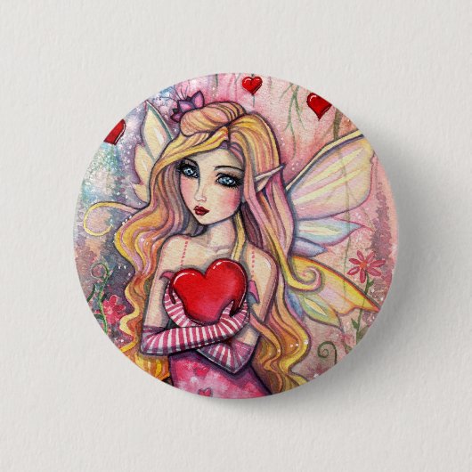 Valentijnsdag Fairy Pinback Button (Voorkant)