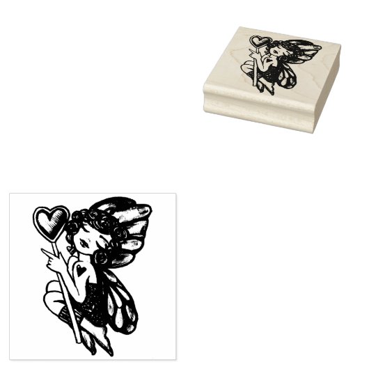 Valentijnsdag Fairy Rubberstempel (Gestempeld)