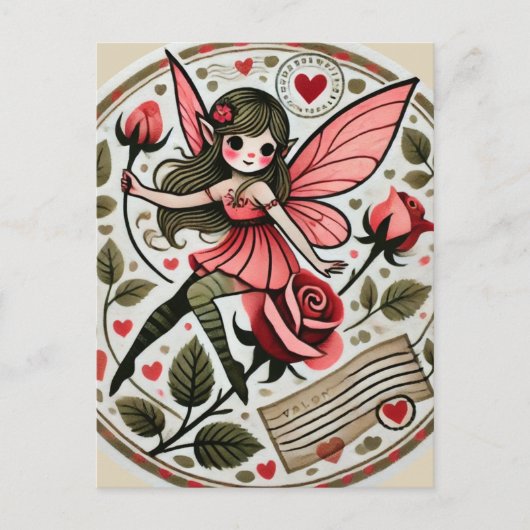 Valentijnsdag Fairy Valentijn Briefkaart (Voorkant)