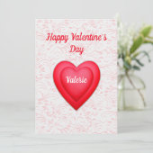 Valentijnsdag Fancy rode harten gepersonaliseerde  Feestdagenkaart (Staand voorkant)
