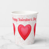 Valentijnsdag Fancy Rode Harten Papieren Bekers (Achterkant)