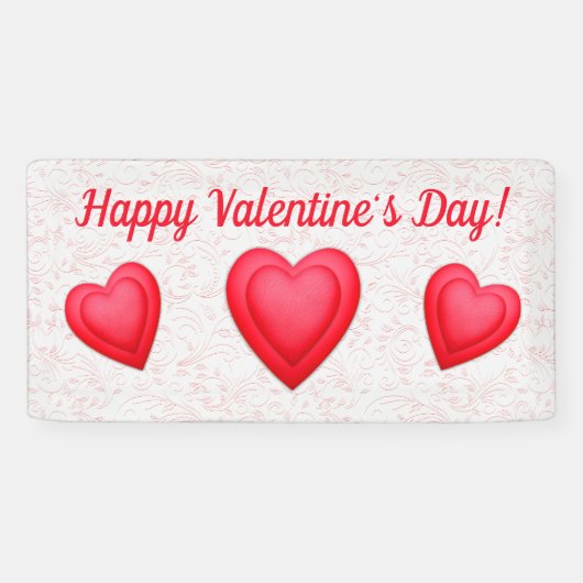 Valentijnsdag Fancy Rode Harten Spandoek (Horizontaal)