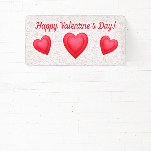 Valentijnsdag Fancy Rode Harten Spandoek (Insitu)