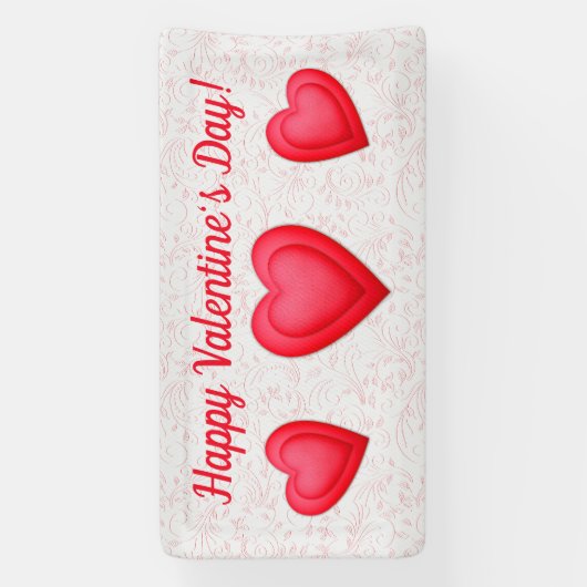 Valentijnsdag Fancy Rode Harten Spandoek (Verticaal)