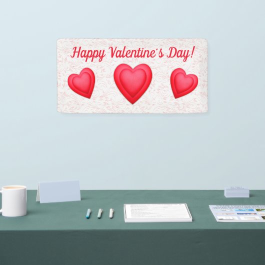 Valentijnsdag Fancy Rode Harten Spandoek (Beurs)