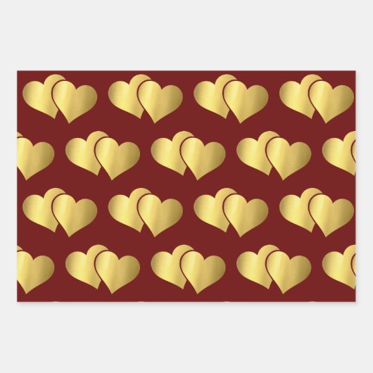 Valentijnsdag FAUX GOLD FOIL IK HOU VAN JE HARTEN Inpakpapier Vel (Voorkant 3)