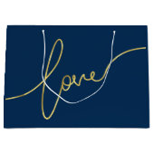 Valentijnsdag FAUX GOLD FOIL LOVE SCRIPT - BLUE Groot Cadeauzakje (Voorkant)