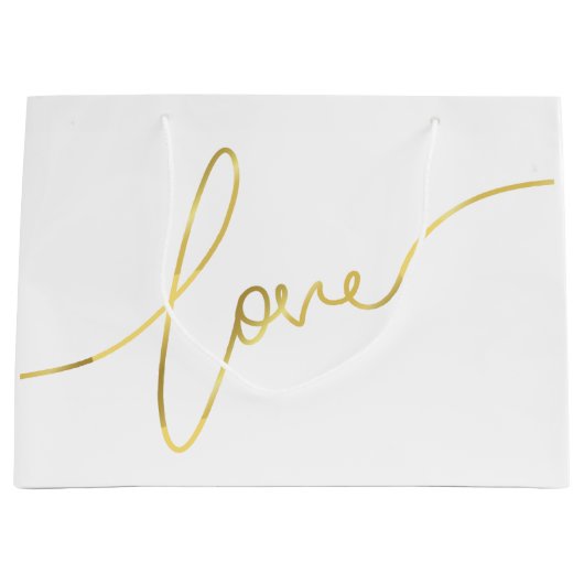 Valentijnsdag FAUX GOLD FOIL LOVE SCRIPT Groot Cadeauzakje (Voorkant)