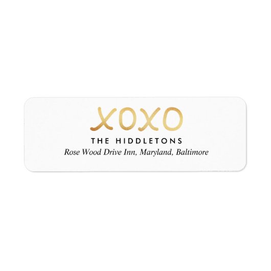Valentijnsdag Faux Gold Foil XOXO Typografie Etiket (Voorkant)