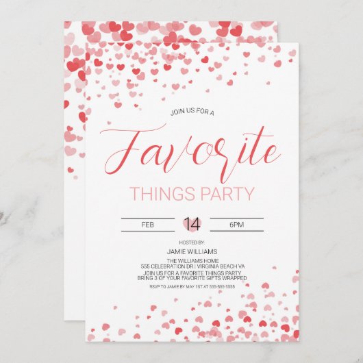 Valentijnsdag Favoriete dingen Uitnodiging (Voorkant / Achterkant)