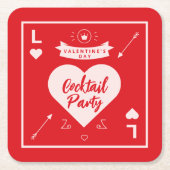 Valentijnsdag Feest Hart en Liefde Rood Kartonnen Onderzetters (Voorkant)