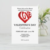 VALENTIJNSDAG FEEST MET RETRO HART  KAART (Staand voorkant)