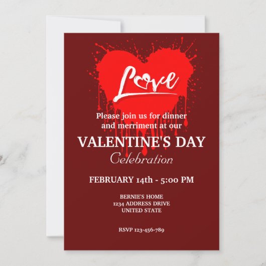VALENTIJNSDAG FEEST MET RODE HART LIEFDE KAART (Voorkant)