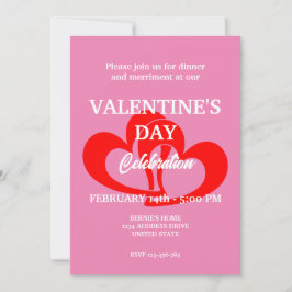 VALENTIJNSDAG FEEST MET TWEE HARTEN IN ROZE KAART