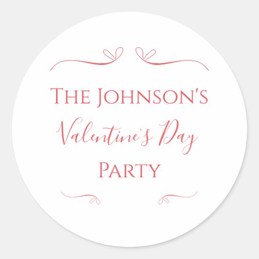 Valentijnsdag Feest Minimalistisch Roze Rood Ronde Sticker (Voorkant)