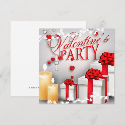 Valentijnsdag Feest Uitnodiging (Voorkant / Achterkant)