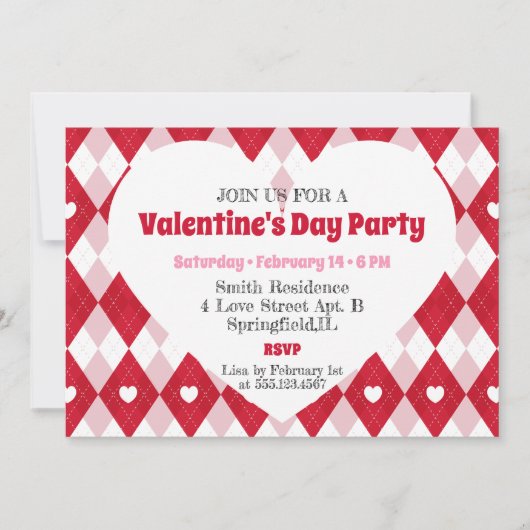 Valentijnsdag Feest Uitnodiging (Voorkant)