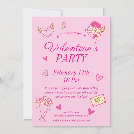 Valentijnsdag Feest Uitnodiging (Voorkant)