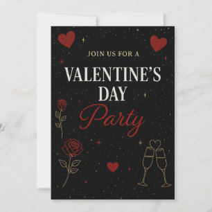 Valentijnsdag Feest Uitnodiging Zwart&Goud Luxe
